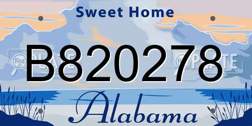 B820278 Alabama License Plate