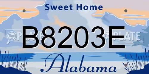 B8203E Alabama License Plate