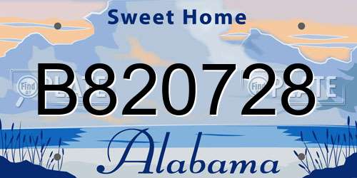 B820728 Alabama License Plate