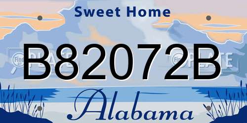 B82072B Alabama License Plate