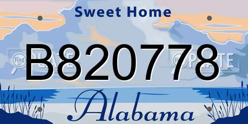B820778 Alabama License Plate