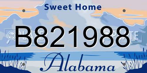 B821988 Alabama License Plate