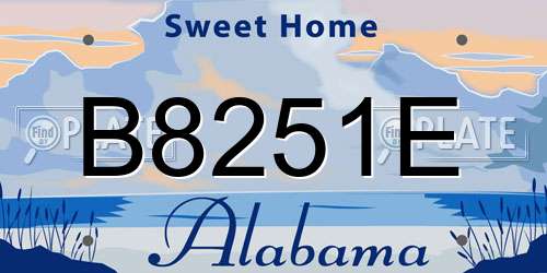 B8251E Alabama License Plate