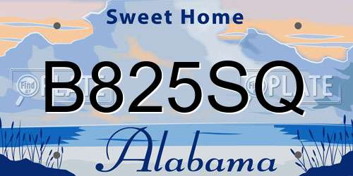 B825SQ Alabama License Plate