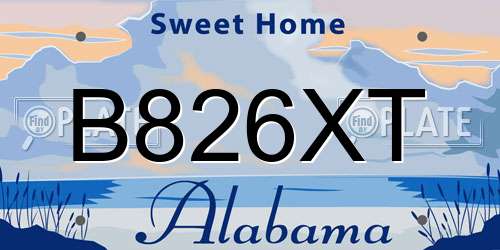 B826XT Alabama License Plate