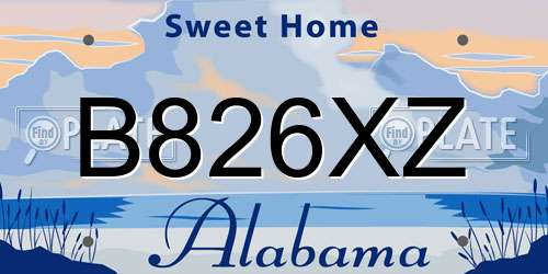 B826XZ Alabama License Plate