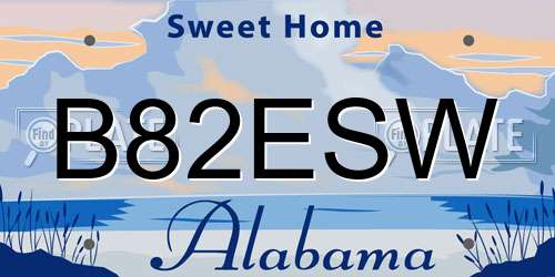 B82ESW Alabama License Plate