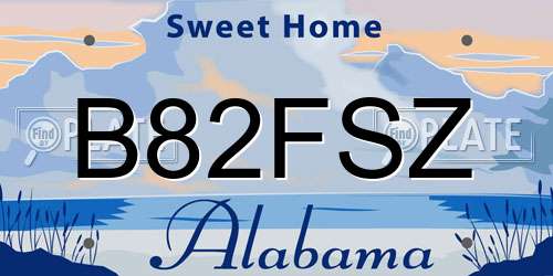 B82FSZ Alabama License Plate