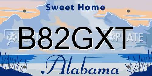 B82GXT Alabama License Plate