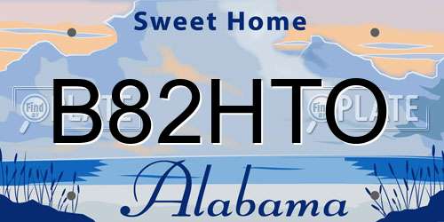 B82HTO Alabama License Plate