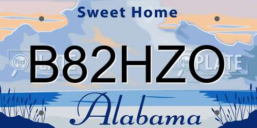 B82HZO Alabama License Plate