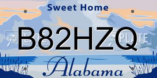 B82HZQ Alabama License Plate