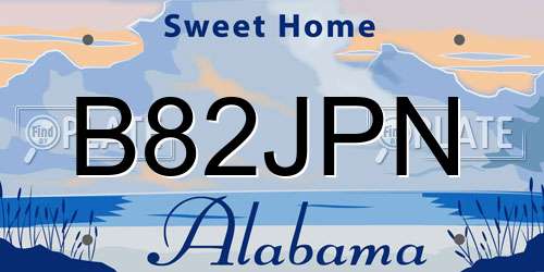 B82JPN Alabama License Plate