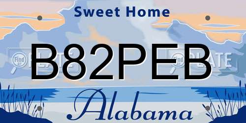 B82PEB Alabama License Plate