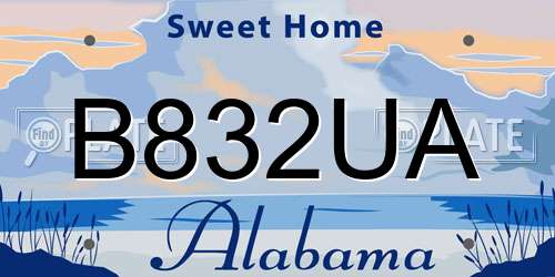 B832UA Alabama License Plate