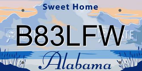 B83LFW Alabama License Plate