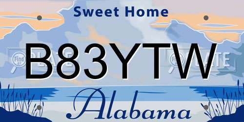 B83YTW Alabama License Plate