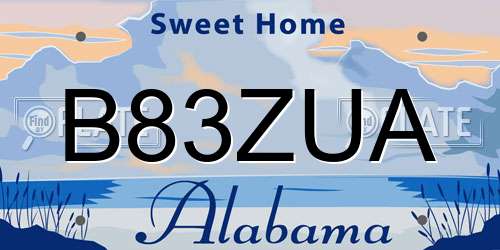 B83ZUA Alabama License Plate