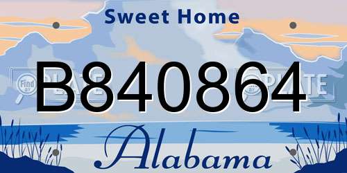 B840864 Alabama License Plate