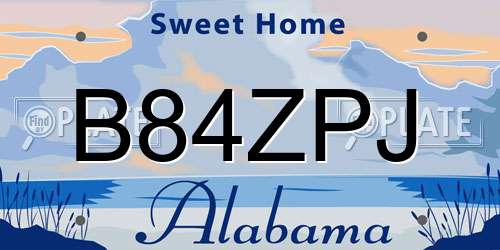 B84ZPJ Alabama License Plate