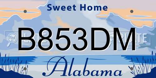 B853DM Alabama License Plate
