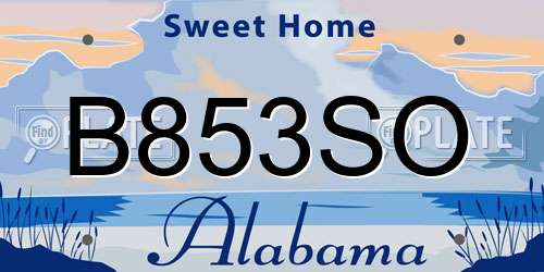 B853SO Alabama License Plate