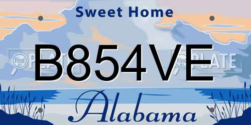 B854VE Alabama License Plate