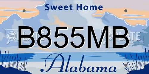 B855MB Alabama License Plate