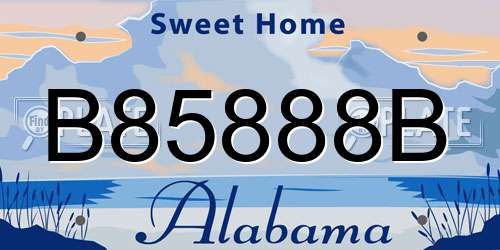 B85888B Alabama License Plate