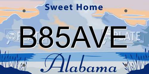 B85AVE Alabama License Plate