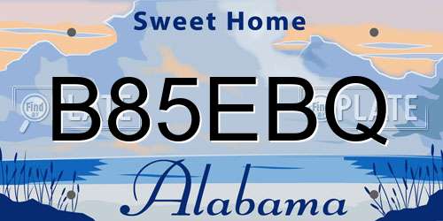 B85EBQ Alabama License Plate