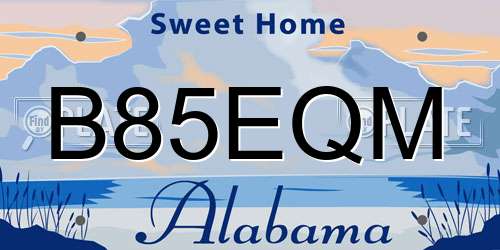 B85EQM Alabama License Plate