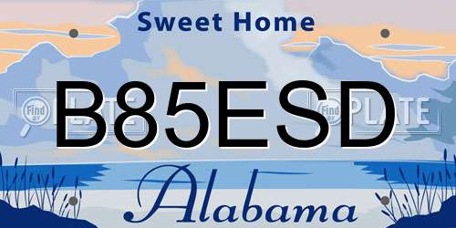 B85ESD Alabama License Plate