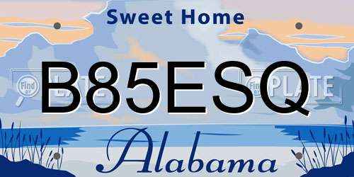 B85ESQ Alabama License Plate