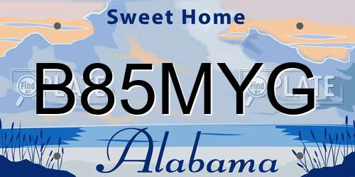 B85MYG Alabama License Plate