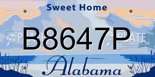 B8647P Alabama License Plate
