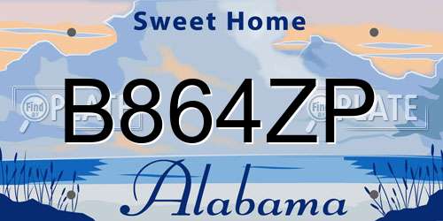 B864ZP Alabama License Plate