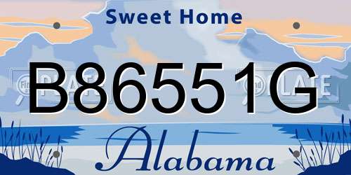 B86551G Alabama License Plate