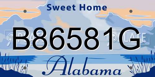 B86581G Alabama License Plate