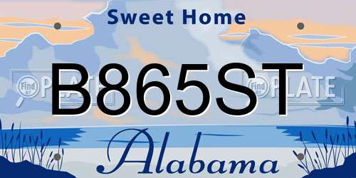 B865ST Alabama License Plate