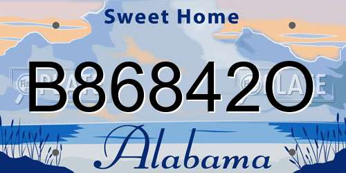 B86842O Alabama License Plate