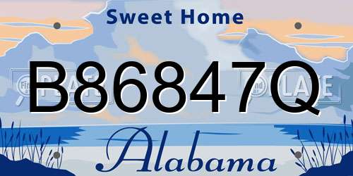 B86847Q Alabama License Plate