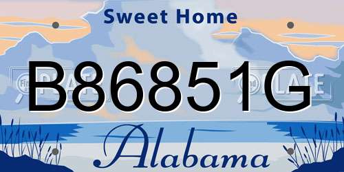 B86851G Alabama License Plate
