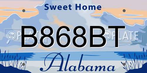 B868BT Alabama License Plate