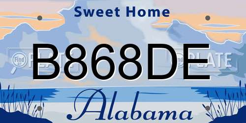B868DE Alabama License Plate