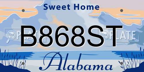 B868ST Alabama License Plate