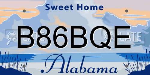 B86BQE Alabama License Plate