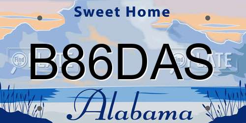 B86DAS Alabama License Plate