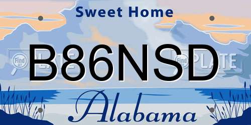 B86NSD Alabama License Plate