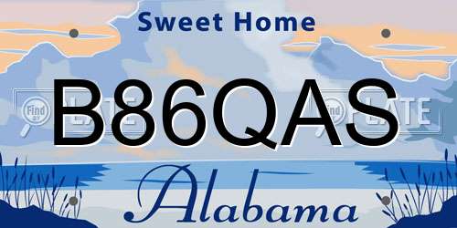 B86QAS Alabama License Plate